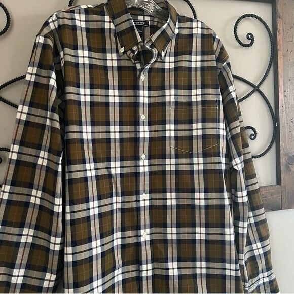 Lands End Men’s No Iron Traditional Fit Long Sleeve Plaid Shirt - Picture 4 of 16